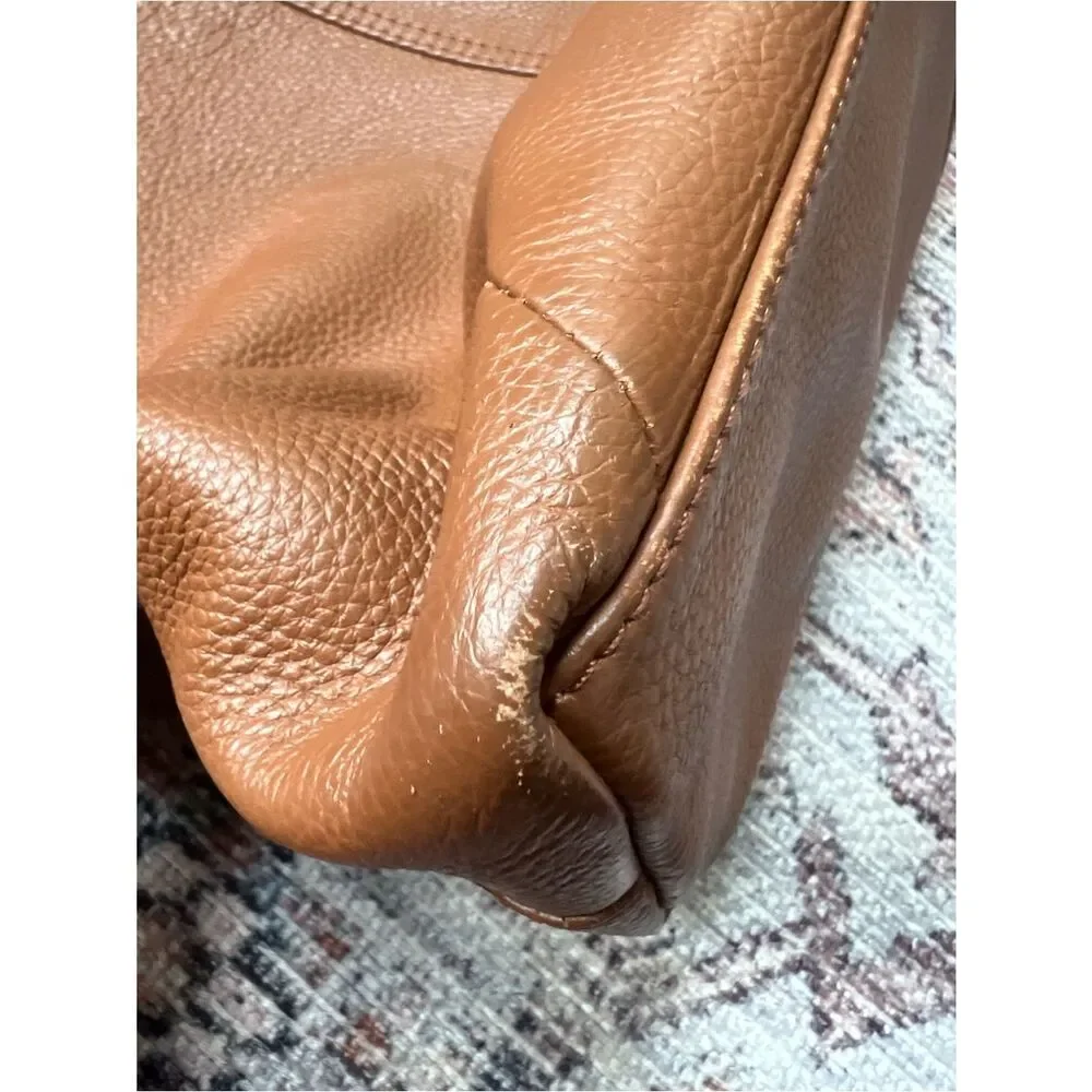 KOOBA Pebbled Leather Hobo Bag Luggage Brown Genuine Leather Purse